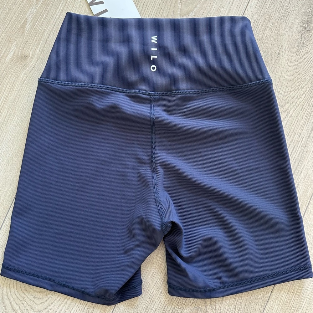 High-Waist Navy Bike Shorts for Women - Picture 2 of 4